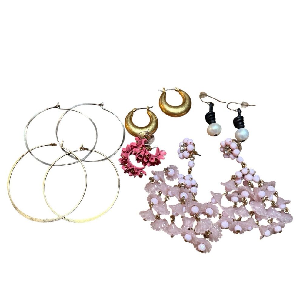 Fashion Earrings Lot Of 6 Assorted Styles Pink Petal Flowers Are J Crew